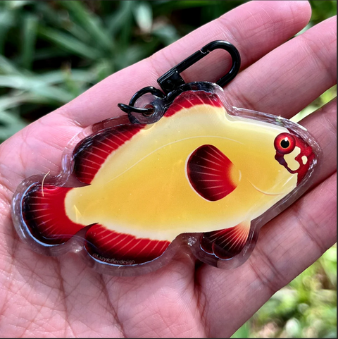 Gold Nugget Maroon Clownfish Keychain